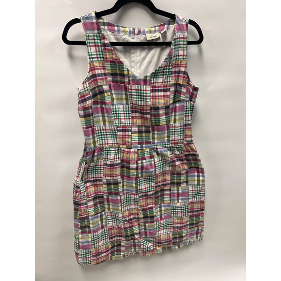 L.L. Bean Womens Plaid Sleeveless Summer Dress Size 10 - Picture 2 of 8